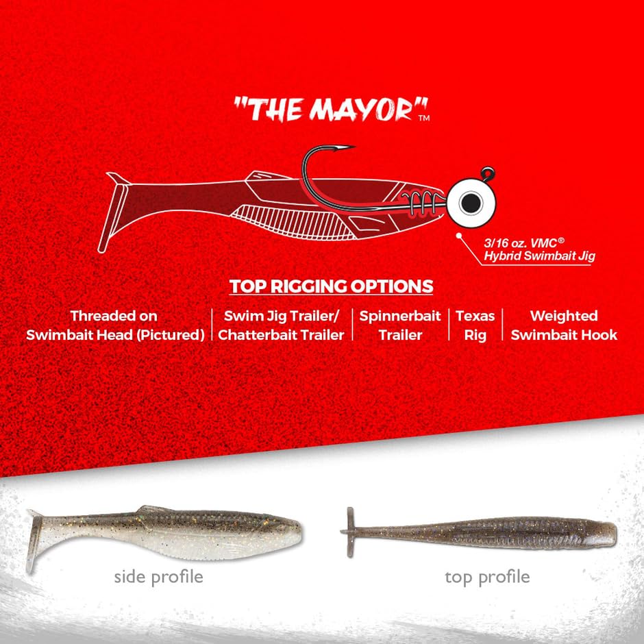 Rapala CrushCity Mayor Soft Plastic Paddle Tail Swimbait, Strong Kicking Action for Swim Jigs & Underspins, Bass, Redfish, Trout, Snook, Walleye & More, Green Pumpkin Disco, 3"