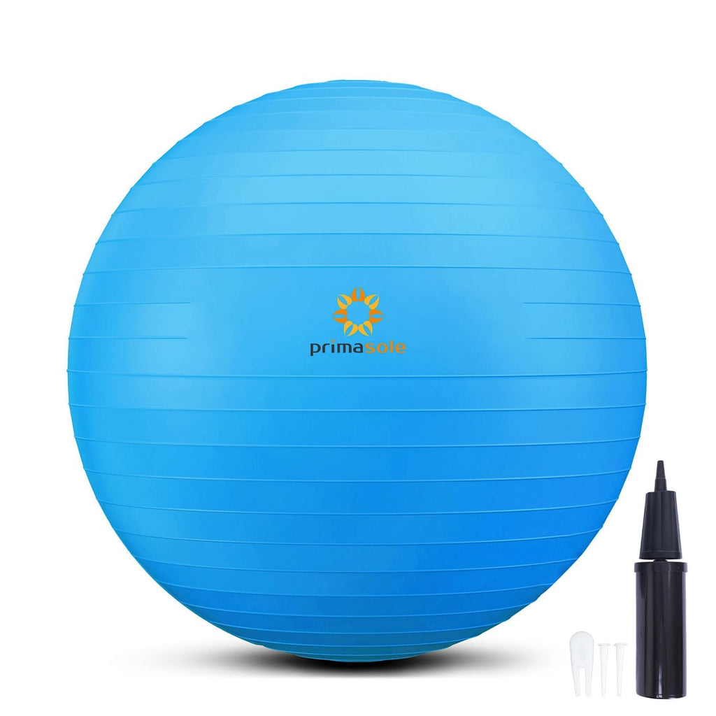 Primasole 65cm Anti-Burst Yoga Ball for Pilates, Core Strength, Pregnancy & Office Chair - Stability Ball for Home & Gym Workout (25.6 Inch, Blue)‌