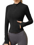 AKEWEI Workout Tops for Women Long Sleeve Lightweight Running Jacket Women's Black Workout Jacket Sports Jacket Black L