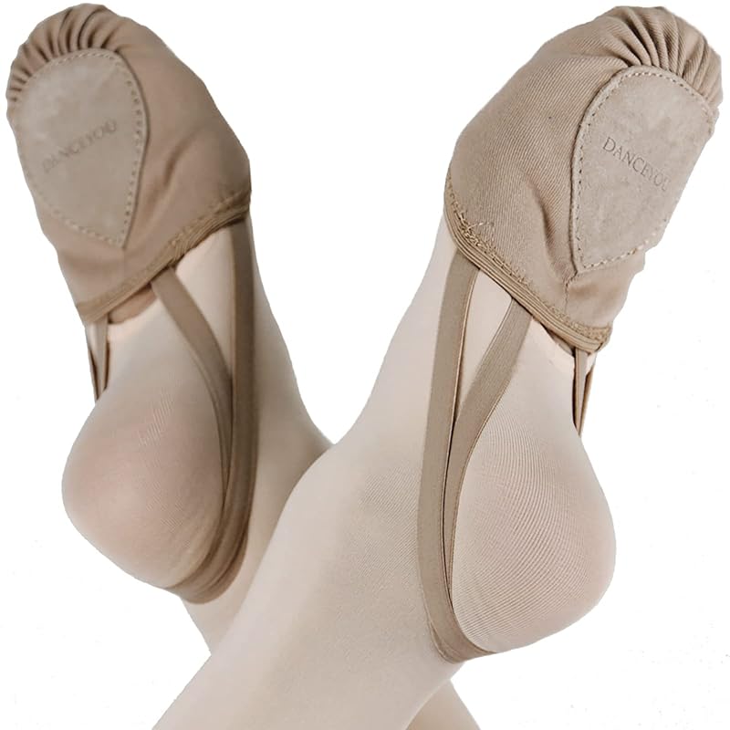 DANCEYOU Lyrical Shoes Half Sole Turners - Tan, Size 4.5-6 (Variation: Tan+4.5-6)