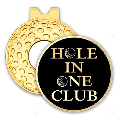 rofiowa Hole in One Club Black Gold Golf Ball Marker with Hat Clip, Funny Golf Accessories for Men Women, Christmas Father's Day Birthday Gifts for Golf Fan Golfer, Novelty Golf Gifts (OBJ052)
