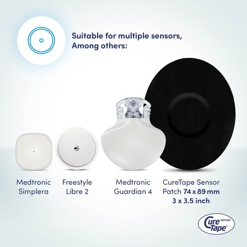 CureTape Patches - Sensor Fixing Plasters - Plasters for Freestyle Libre, Dexcom and Medtronic Guardian Sensors - Sensor Patch - Unique Variants (Black)