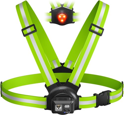 Acso Running Light - 500 Lumens Rechargeable Gear with 360° Reflective Vest | IPX5 Waterproof for Night Jogging