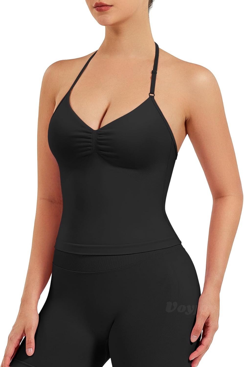 VOYJOY Workout Tank Top - Longline Strappy Design for Women | Impact Gym Sports Bra Camisole