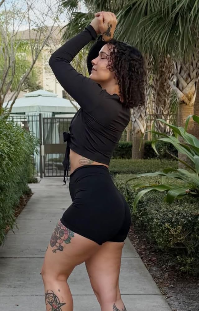 Aoxjox Trinity Biker Shorts for Women - High Waisted Tummy Control | Crossover Design, 6" Length