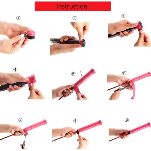 ATGRS Tennis Racket Grip, Tacky Tennis Overgrips Tape Absorb Moisture Badminton Handle Tape Frosted Anti-Slip Overgrip for Tennis Racquet Badminton Racquet Pickleball Overgrip 6 Pack (Tacky-Pink)