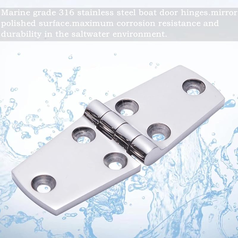 Marine Grade 316 Stainless Steel Door Hinges 4x1.5 in Heavy Duty Pack of 2 with Screws