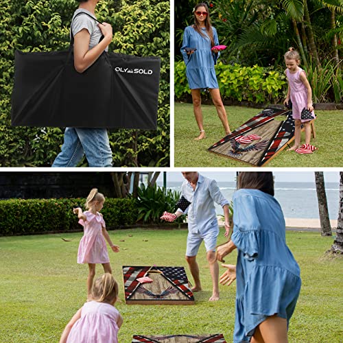OLYMSOLD 4x2FT USA Eagle Cornhole Set - Regulation Outdoor Bean Bag Toss Game