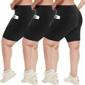HLTPRO Plus Size Biker Shorts for Women - High Waist Tummy Control | 3 Pack (S-4XL) with Pockets