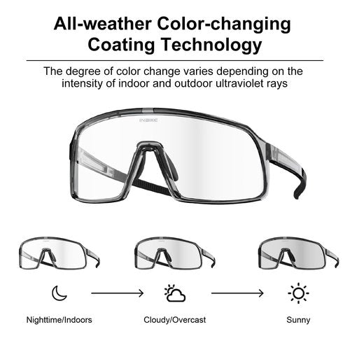 INBIKE Full Frame Cycling Glasses for MTB and Road Bikeswith Photochromic Lenses bicycle Sports Sunglasses Men's and women's