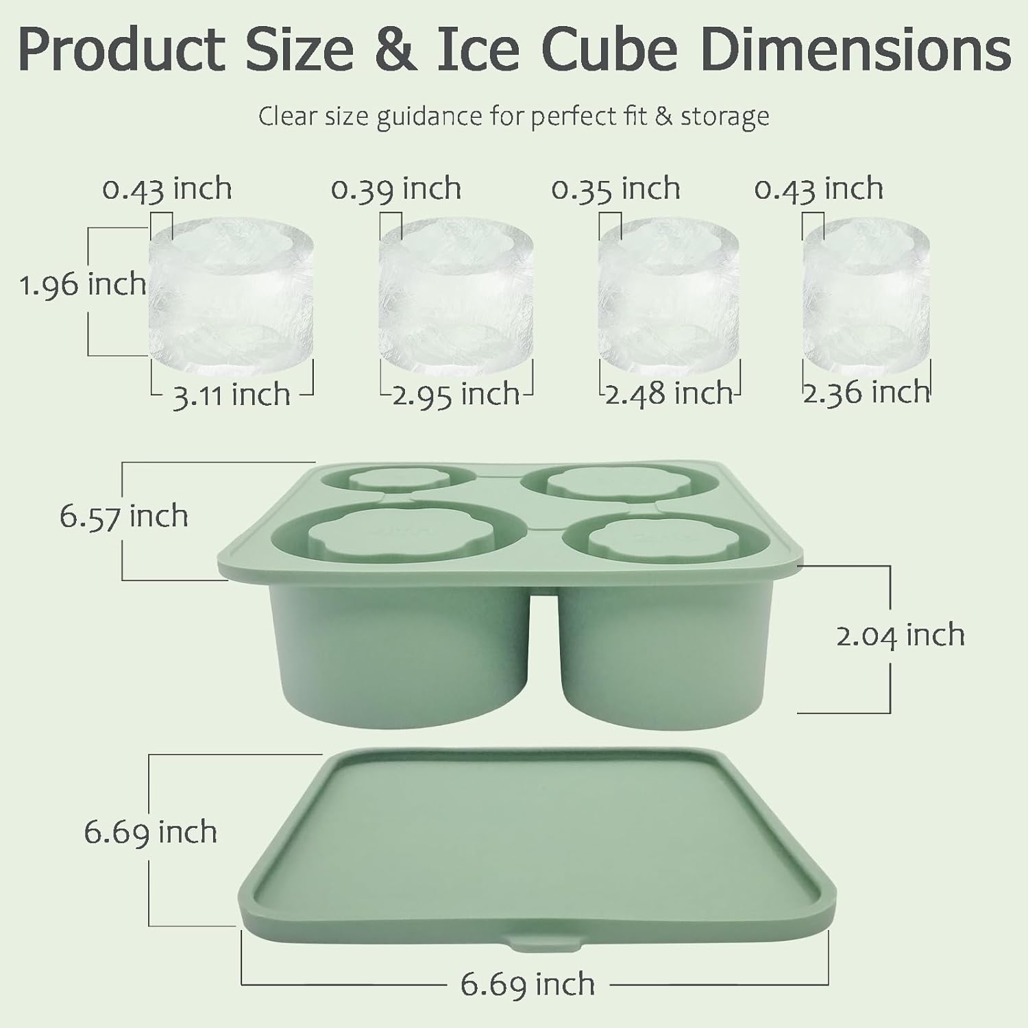 Owala Silicone Ice Cube Tray - BPA-Free Food-Grade Molds for 30oz & 40oz Tumblers | Eucalyptus Green
