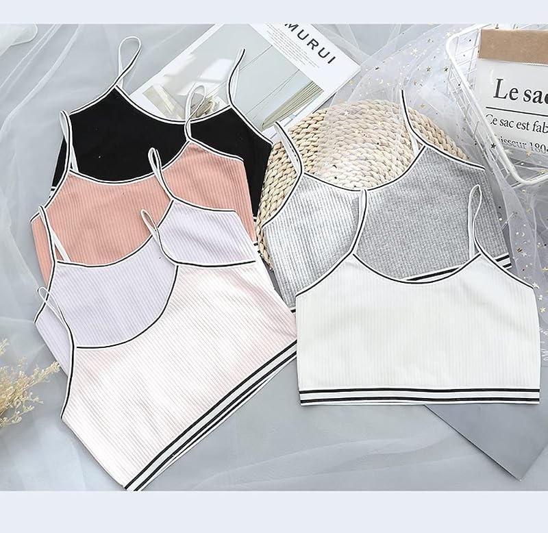 Herepai Cotton Training Bras for Girls Seamless Camis 7-14Y, 6-Pack 10-12 Years Variation