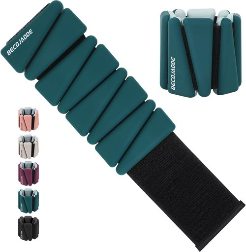 BECOJADDE Ankle Weights - Adjustable Set of 2 (1 lb/2 lb/3 lb) for Pilates, Running, Yoga & Workouts