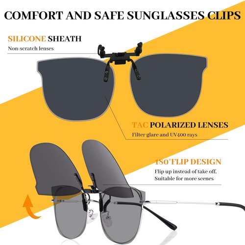 LUFF Clip On Sunglasses Polarized Cat-Eye for Men & Women | UV400 Protection, HD Anti-Glare Lenses, Lightweight 8g Flip-Up Design | Safe Driving, Cycling & Outdoor