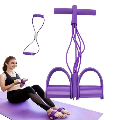 21 Fitness Resistance Bands-6 Tube Pedal Ankle Puller with 8 Shape Resistance Band,Multifunction Tension Rope,for Strength Training,Tummy,Waist,Leg Slimming,Home Gym Exercise Equipment (Purple)