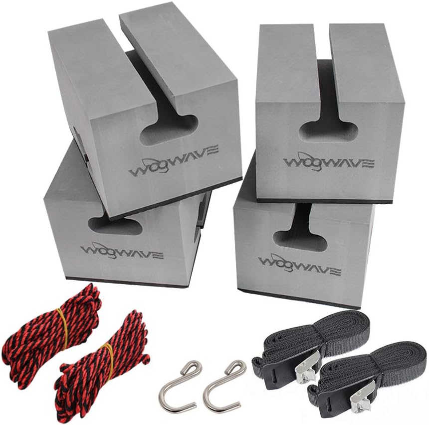 WOOWAVE Canoe Carrier - Deluxe Universal Soft Foam Block Kit for Roof Racks | Includes Tie-Downs, 6 Inches
