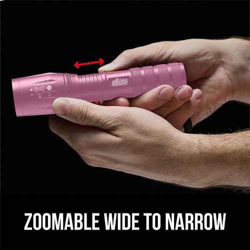 Gorilla Grip Tactical Flashlight - 750 FT Water Resistant, 5 Adjustable Modes, Ultra Bright, 2 Pack, Pink