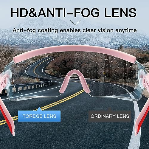 Pink Safety Glasses Over Eyeglasses Anti-Fog Protective Goggles with Adjustable Frame for Men Women - WEYMENG