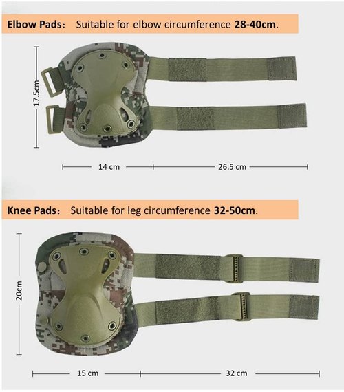 Bargain Crusader Military Tactical Knee Pad Elbow Pad Set Airsoft Knee Elbow Protective Pads Combat Paintball Skate Outdoor Sports Safety Guard Gear (X-Shape Khaki, M, 4pcs Set)