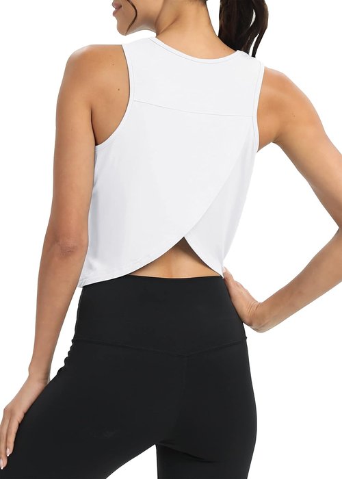 Mippo Workout Tops - Women's Cropped Open Back Sleeveless Tank for Gym & Yoga | Loose Fit Design