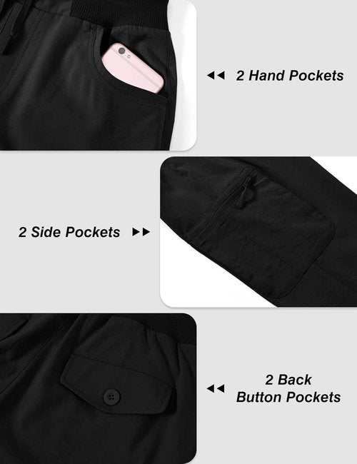 BGOWATU Women's Quick-Dry Cargo Hiking Capris - Lightweight Summer Travel Pants with 6 Pockets