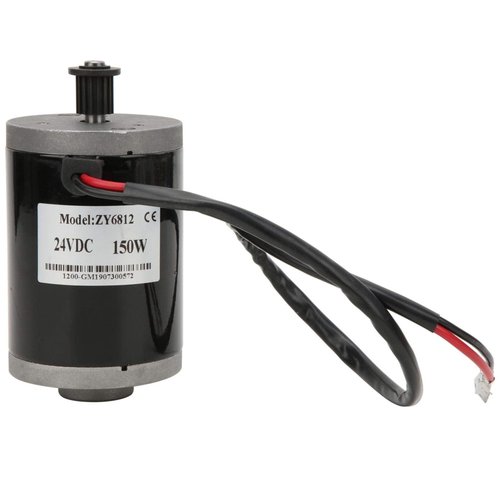 Joyzan Electric Brushed Motor, 24V Wheel Brush Motor 150W Small Scooter Gear Controller High Speed Motor Belt Pulley Synchronizing Aluminum Alloy 25H 9 Teeth Mini E Bike Go Cart ATV Bicycle ZY6812