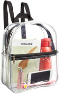 Clearworld Clear Mini Backpack - Heavy Duty Cold-Resistant Transparent PVC for Work & Stadium | Black