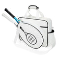 EDERAR Tennis Bags Leather Tennis Racket Bag Women Tennis Tote Bag PU Sport Handbag Waterproof Lightweight Badminton Racket Shoulder Bag For 2 Rackets With Removable Shoulder Straps Outdoor (White)