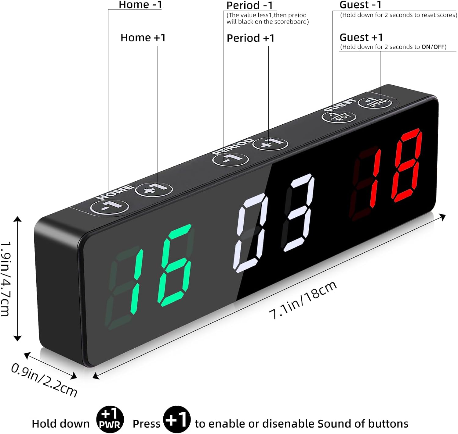 PELLOR Mini Digital Scoreboard - Portable Magnetic Design with Rechargeable Battery for Indoor & Outdoor Games