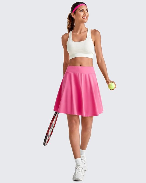 G4Free Athletic Skorts for Women - Trendy Summer Tennis Skirt with Built-in Shorts & Pockets | Rose Pink, M