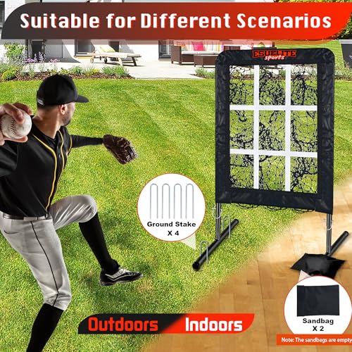 Black 9 Hole Pitching Net with Strike Zone - Baseball Softball Training Equipment