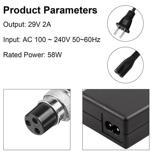 29V 2A for 24V 2A Electric Scooter Battery Charger for Razor Mx350, Compatible with Razor E100/E300/Moped/Dirt Bike.