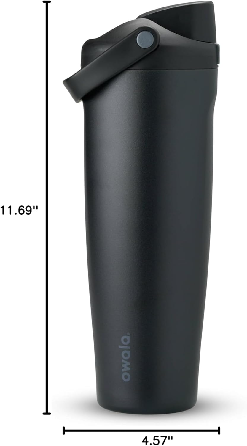 Owala FreeSip Sway - 40-Oz. Stainless Steel Water Bottle - Sleek Black Finish
