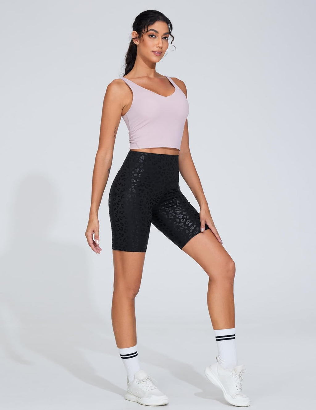 The Gym People Women's High Waist Workout Shorts - Stretchy Tummy Control | Yoga & Running with Pockets