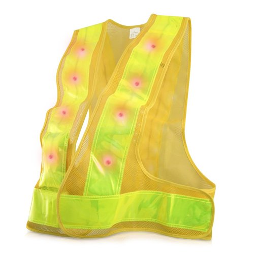 kwmobile LED Light Safety Vest - High Visibility Waistcoat Traffic Outdoor Night Warning Reflector Clothing Reflective