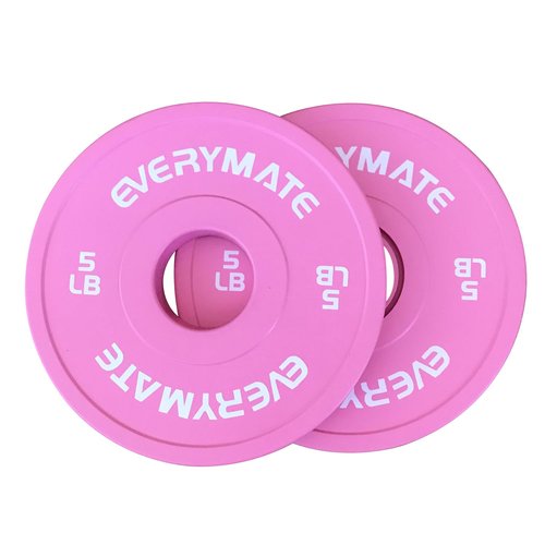 EVERYMATE Pink Change Weight Plates - 5LB Set Fractional Plate Olympic Bumper Plates for Cross Training - Steel Insert Strength Training