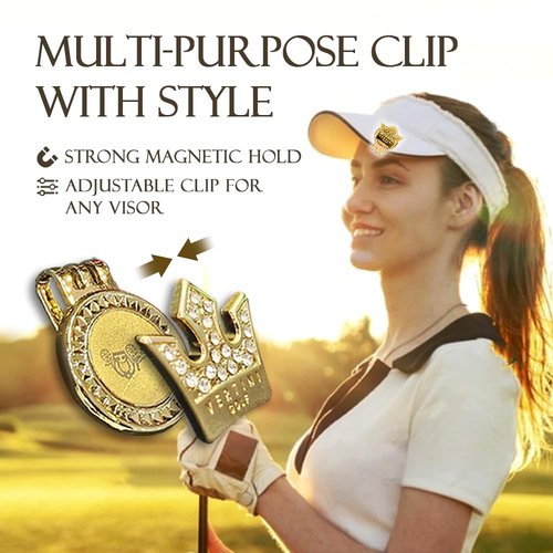 Vertini 24K Gold Plated Golf Ball & Crown Ball Marker Set – Luxury, Unique Golf Gifts for Men, Dad, Boss, Premium Golden Golf Ball and Ball Marker Accessories [ 1Ball & 1Ball Marker ]