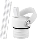 KMN White Straw Lid for Hydro Flask Standard Mouth - BPA Free Leak-Proof Sport Cap with 2 Straws & Brush | Fits 18, 21, 24 oz