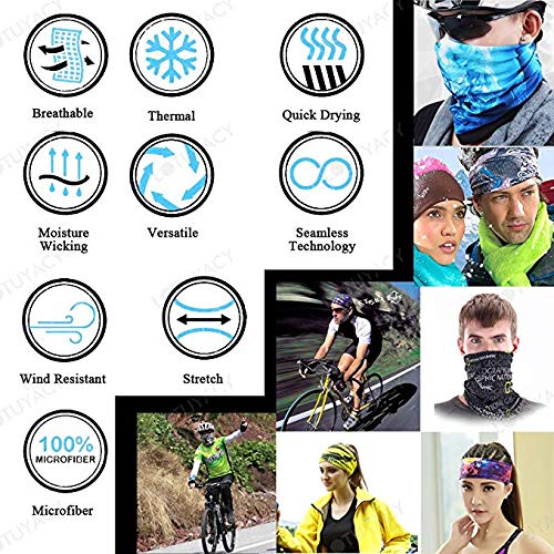 Neck Gaiter Face Mask Buffs - No1 / 12 Multi-Color Headwear for Sports & Outdoor Activities