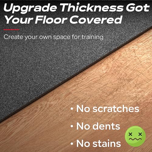 Crostice 30x102 Inch Black Bike Mat for Peloton & Exercise Bikes, 6mm Floor Protector
