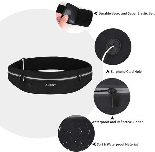 GUZACK Slim Running Belt - Ultra-Light Waterproof Waist Pack for Phones Up to 6.8'' | Reflective Design