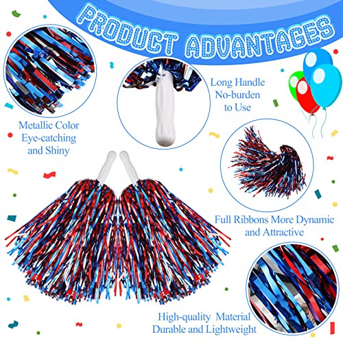 24 Pcs Cheerleading Pom Poms - 12.6 Inch Metallic Fan Pompoms for Sports & Dance
