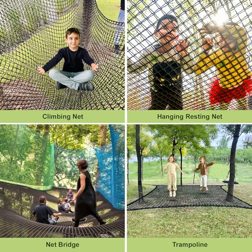 Kids Cargo Net 9.8x9.8ft Double Polyester Indoor Outdoor Black - Safe Play