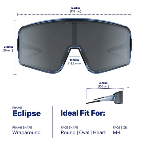 Blenders Eyewear Eclipse – Polarized Sunglasses – Wrap-Around Lens – 100% UV Protection – For Men & Women – Deep Blue