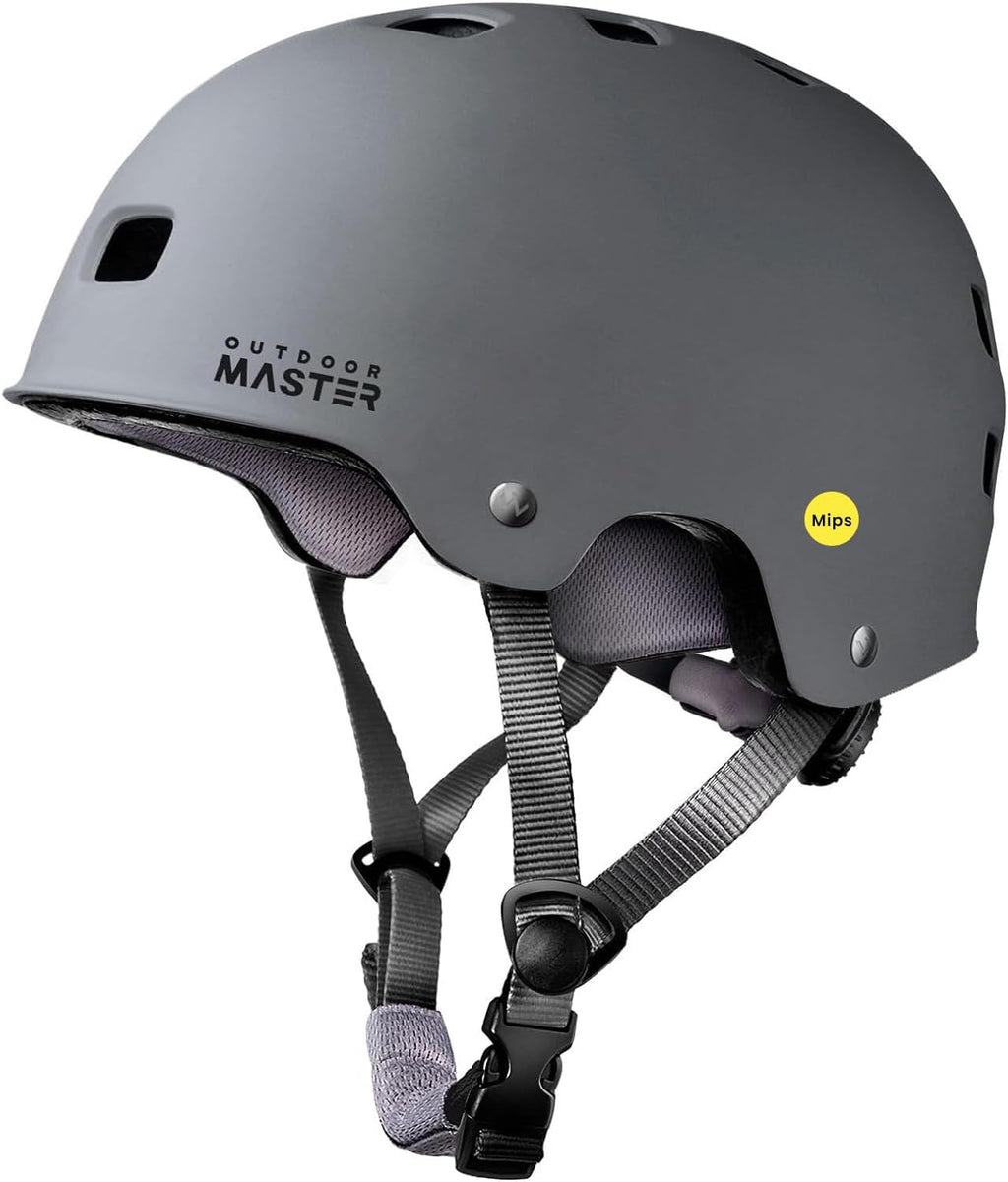 OutdoorMaster MIPS Skateboard Helmet - Lightweight, Ventilated Multi-Sport Design with Removable Liners