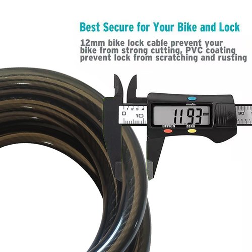IDEALUX Bike Lock Cable with Mounting Bracket, Bicycle Cable Lock with 5 Digit Combination, 4 Feet Long x 1/2 Inch (Black)