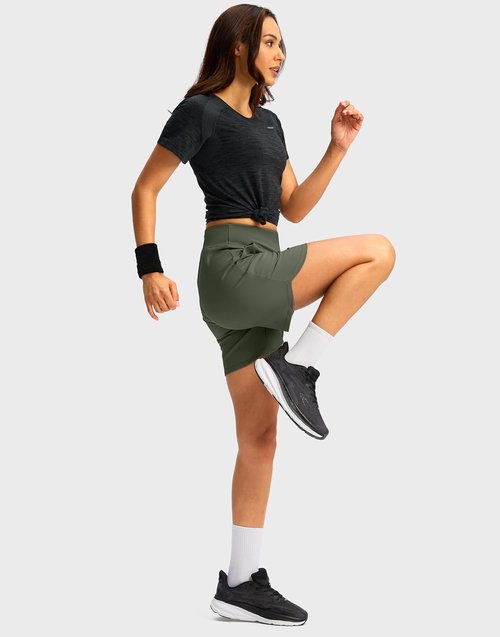 G Gradual Women's Athletic Shorts - High Waisted Stretchy Bermuda Shorts | Quick Dry Casual Summer Wear