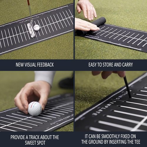 MELE LINKS Golf Indoor Putting Green Mat with Alignment Training Aid Arc for Right/Left-Hand Golfer Golf Accessories Putter Tool 30 x 8.27 Inch Putter Training Aid Hitting Practice Mat