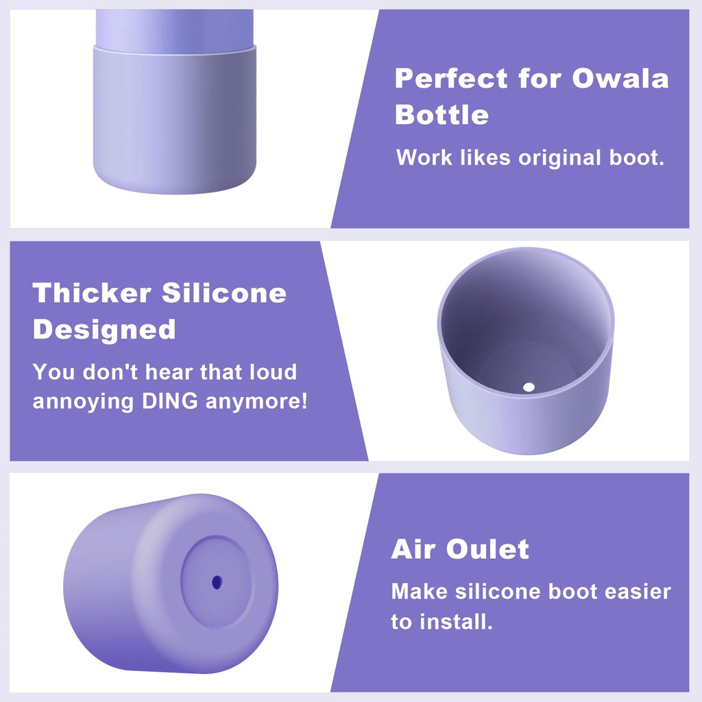 Airboat 2PCS Silicone Water Bottle Boot for Owala 24oz, Protective Bottom Bumper Anti-Slip Sleeve for FreeSip, Twist, and Flip Stainless Steel Bottles, Dishwasher Safe and BPA Free