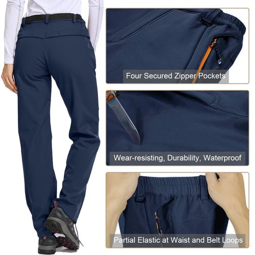 Jessie Kidden Women's Waterproof Pants Hiking Ski Snow Fish Fleece Lined Insulated Outdoor Golf Travel Pant (801F Blue 8)